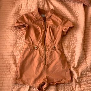 Orange short sleeve urban outfitters utility romper
